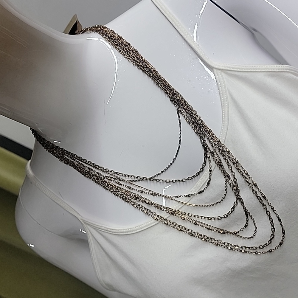 NWT Coldwater Creek Vintage Gold Tone Monet Multi Strand Chain Necklace
